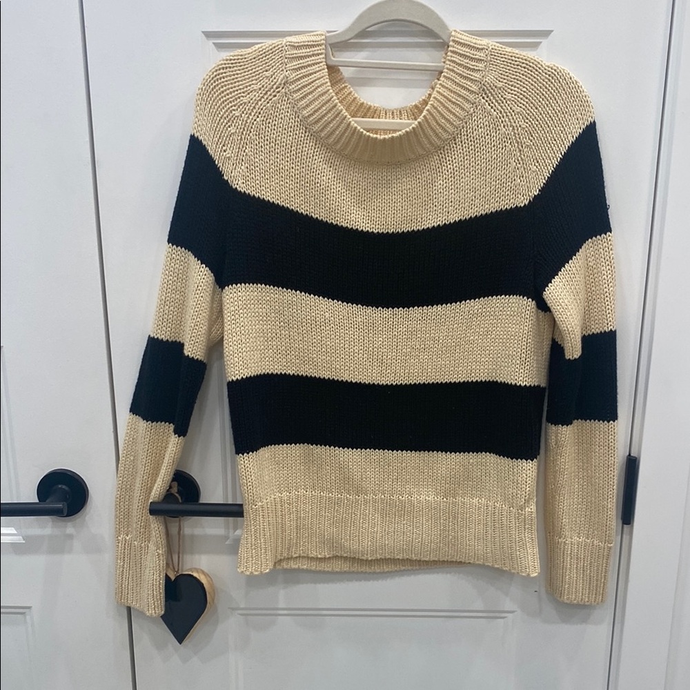 GAP Striped Black and Cream Sweater
